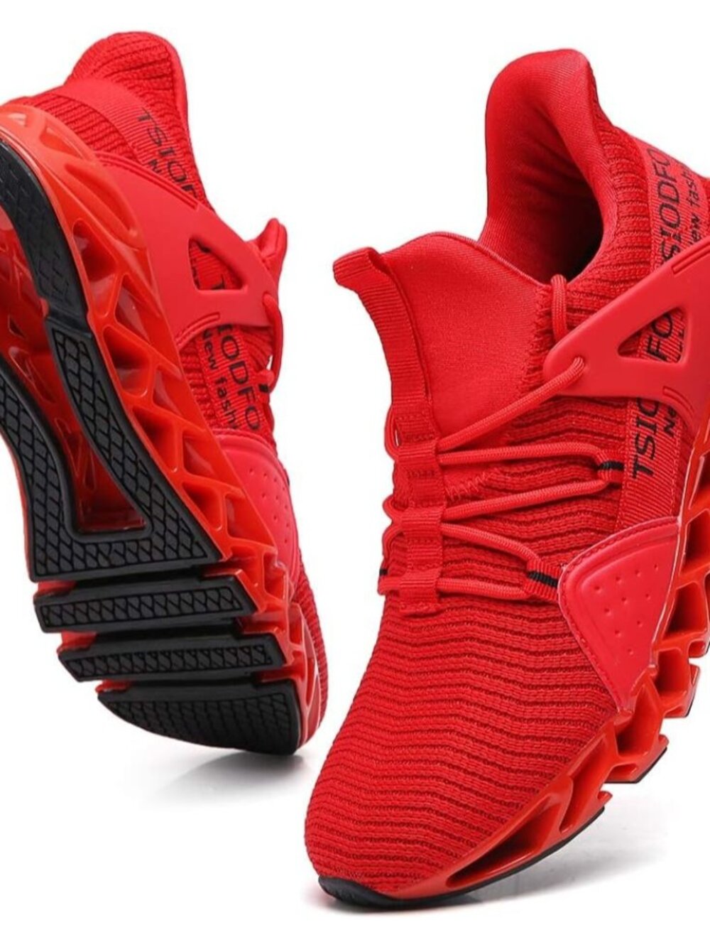 Women's Red Walking Mesh Sport Running Pull-On Soft Non-Slip Fit Sneaker Shoes